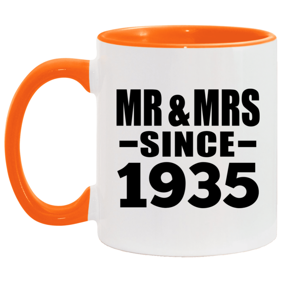 89th Anniversary Mr & Mrs Since 1935 - 11oz Accent Mug Orange