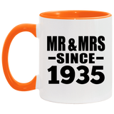 89th Anniversary Mr & Mrs Since 1935 - 11oz Accent Mug Orange
