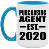 Purchasing Agent Established EST. 2020 - 15oz Accent Mug Blue