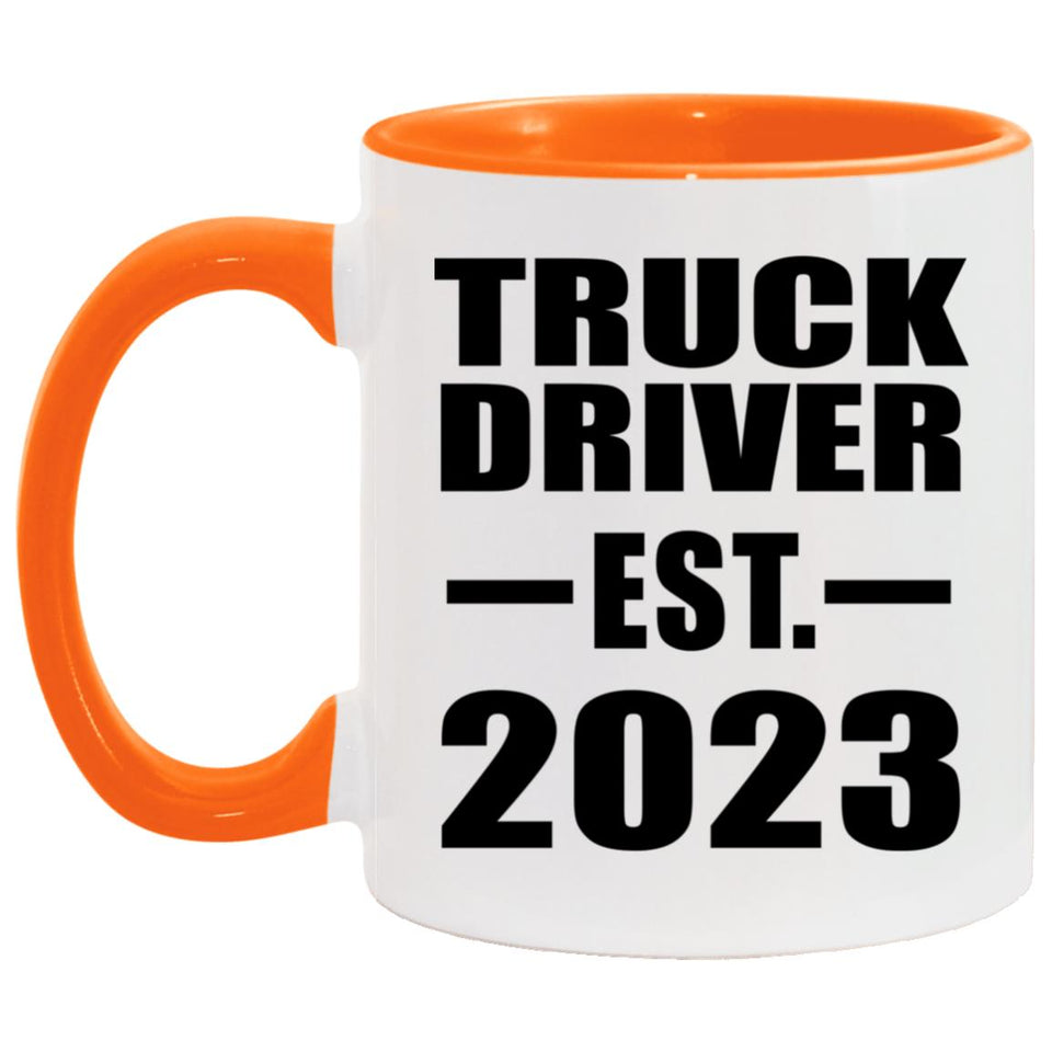 Truck Driver Established EST. 2023 - 11oz Accent Mug Orange