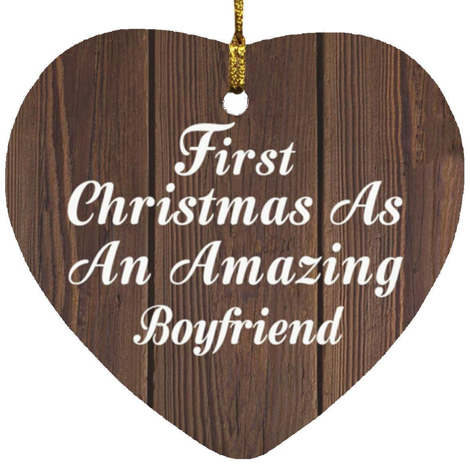 First Christmas As An Amazing Boyfriend - Heart Ornament D