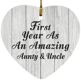First Year As An Amazing Aunty & Uncle - Heart Ornament F