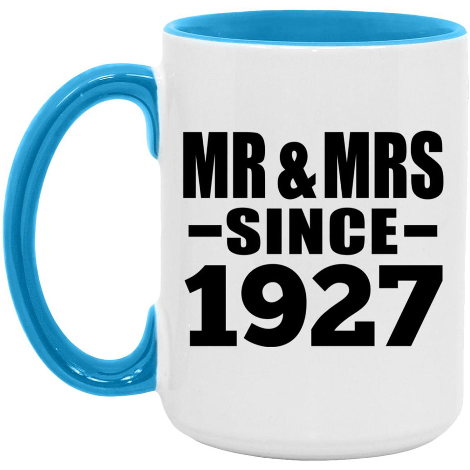 97th Anniversary Mr & Mrs Since 1927 - 15oz Accent Mug Blue