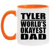 Tyler World's Okayest Dad - 11oz Accent Mug Orange