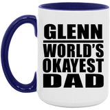 Glenn World's Okayest Dad - 15oz Accent Mug Purple