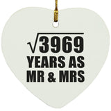 63rd Anniversary Square Root of 3969 Years As Mr & Mrs - Heart Ornament