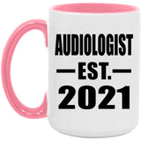 Audiologist Established EST. 2021 - 15oz Accent Mug Pink
