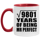 99th Anniversary Square Root of 9801 Years of Mr Perfect - 11oz Accent Mug Red