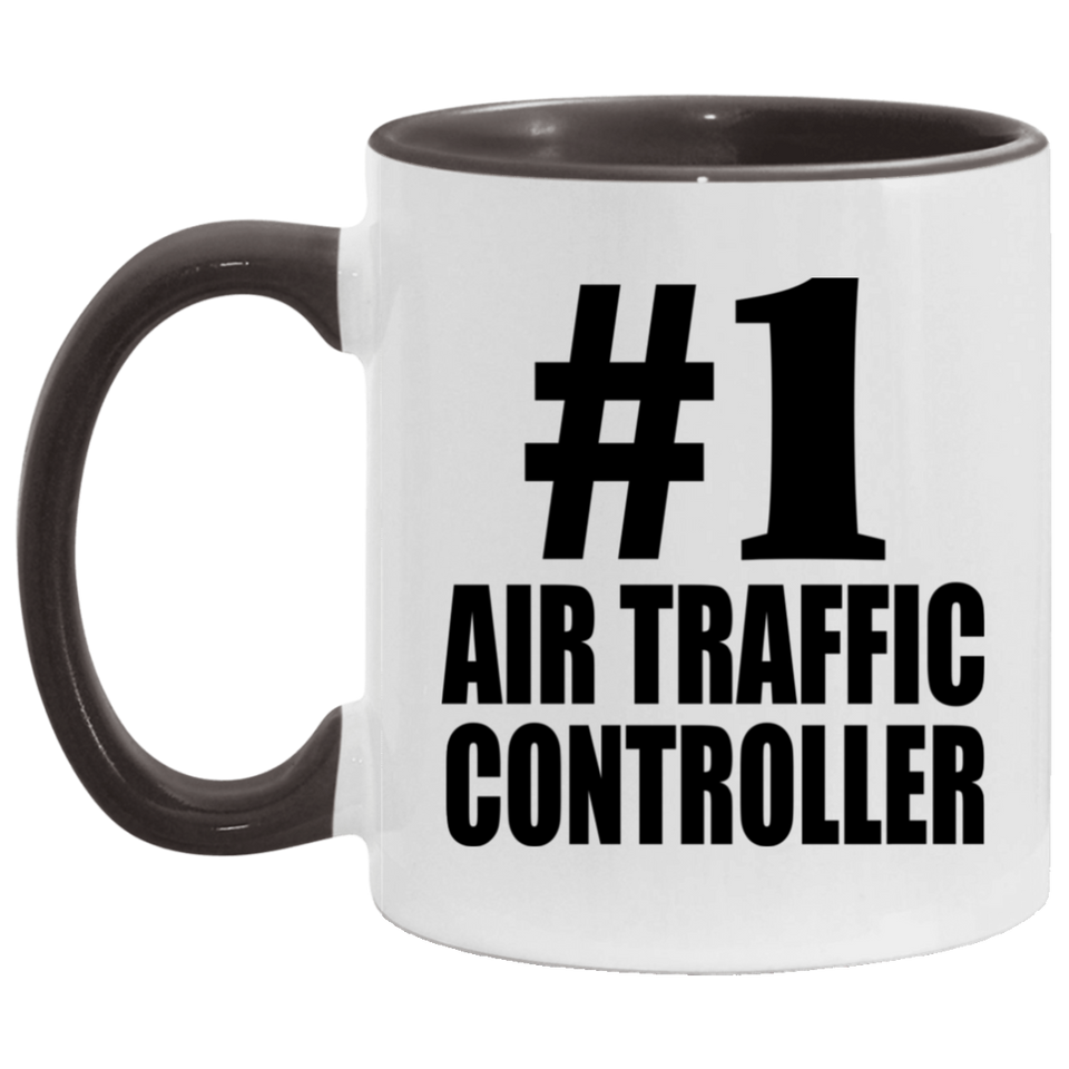 Number One #1 Air Traffic Controller - 11oz Accent Mug Black