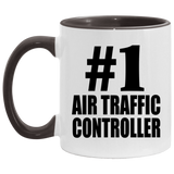 Number One #1 Air Traffic Controller - 11oz Accent Mug Black