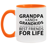 Grandpa and Grandkids, Best Friends For Life - 11oz Accent Mug Orange
