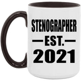 Stenographer Established EST. 2021 - 15oz Accent Mug Black