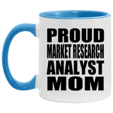 Proud Market Research Analyst Mom - 11oz Accent Mug Blue