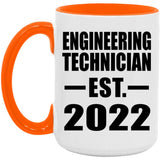 Engineering Technician Established EST. 2022 - 15oz Accent Mug Orange