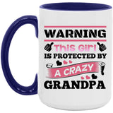 Warning This Girl Is Protected by A Crazy Grandpa - 15oz Accent Mug Purple
