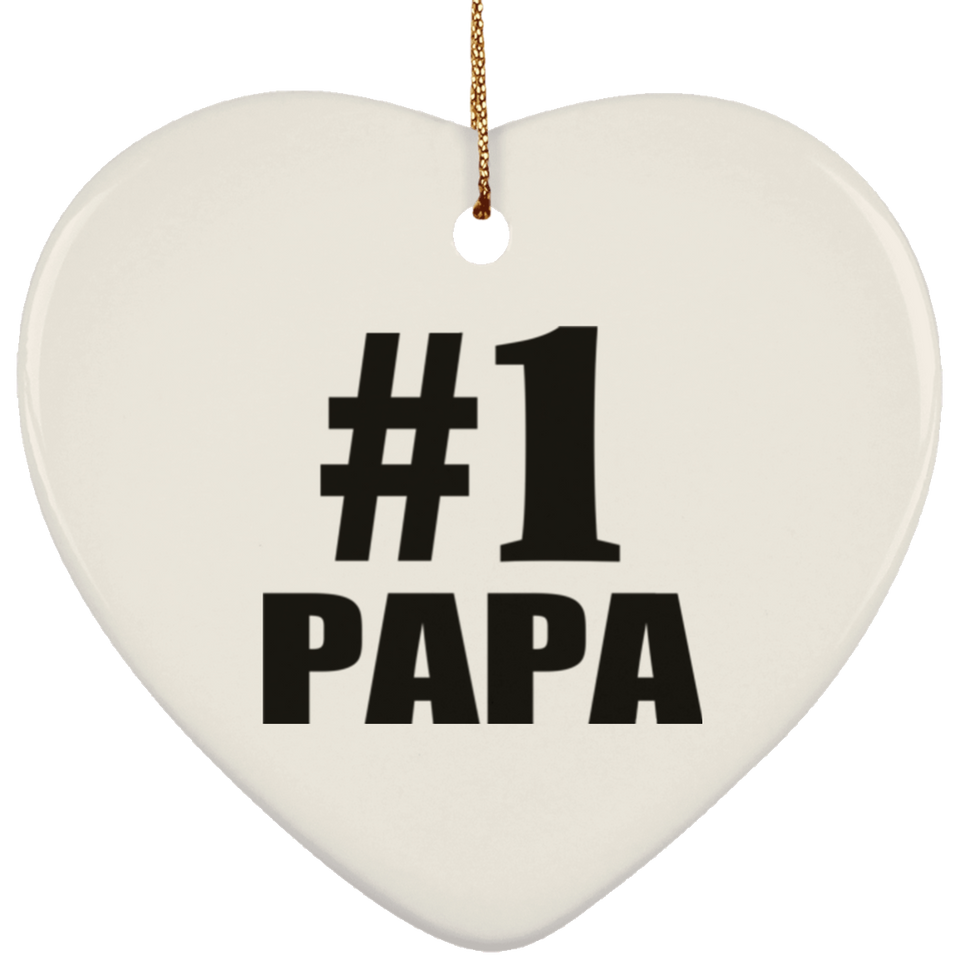 Number One #1 Papa - Heart Ornament
