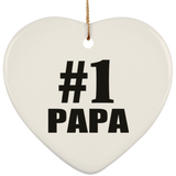 Number One #1 Papa - Heart Ornament