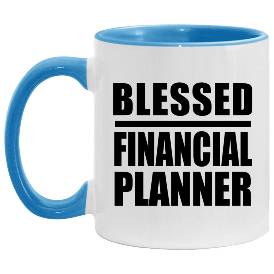 Blessed Financial Planner - 11oz Accent Mug Blue