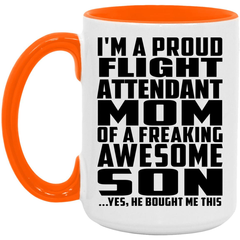 Proud Flight Attendant Mom Of Awesome Son - 15oz Accent Mug Orange