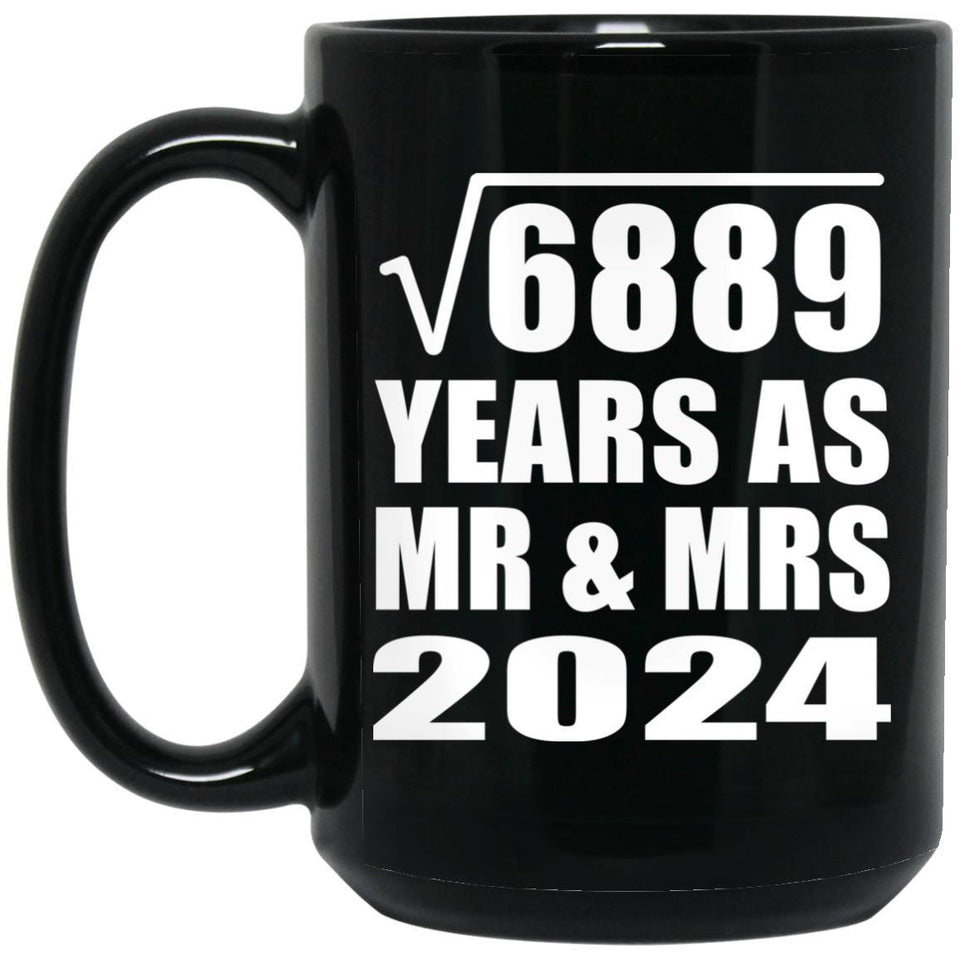 83rd Anniversary Square Root of 6889 Years As Mr & Mrs 2024 - 15oz Coffee Mug Black