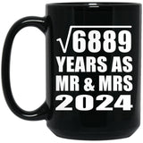 83rd Anniversary Square Root of 6889 Years As Mr & Mrs 2024 - 15oz Coffee Mug Black