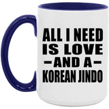 All I Need Is Love And A Korean Jindo - 15oz Accent Mug Purple