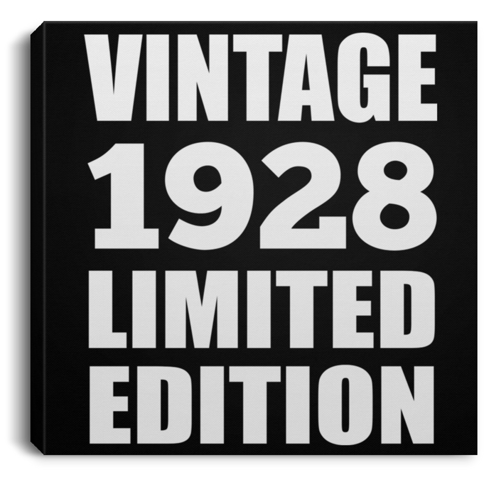 96th Birthday Vintage 1928 Limited Edition - Canvas Square