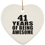 41st Birthday 41 Years Of Being Awesome - Heart Ornament