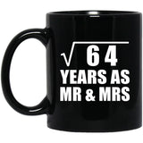 8th Anniversary Square Root of 64 Years As Mr & Mrs - 11oz Coffee Mug Black
