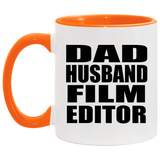 Dad Husband Film Editor - 11oz Accent Mug Orange