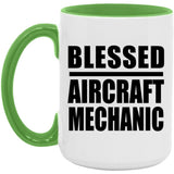 Blessed Aircraft Mechanic - 15oz Accent Mug Green