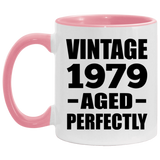 45th Birthday Vintage 1979 Aged Perfectly - 11oz Accent Mug Pink