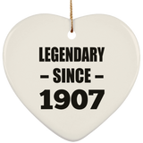 117th Birthday Legendary Since 1907 - Heart Ornament