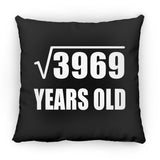 63rd Birthday Square Root of 3969 Years Old - Throw Pillow Black