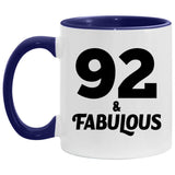 92nd Birthday 92 & Fabulous - 11oz Accent Mug Purple