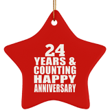 Happy 24th Anniversary 24 Years & Counting - Star Ornament