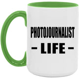 Photojournalist Life - 15oz Accent Mug Green