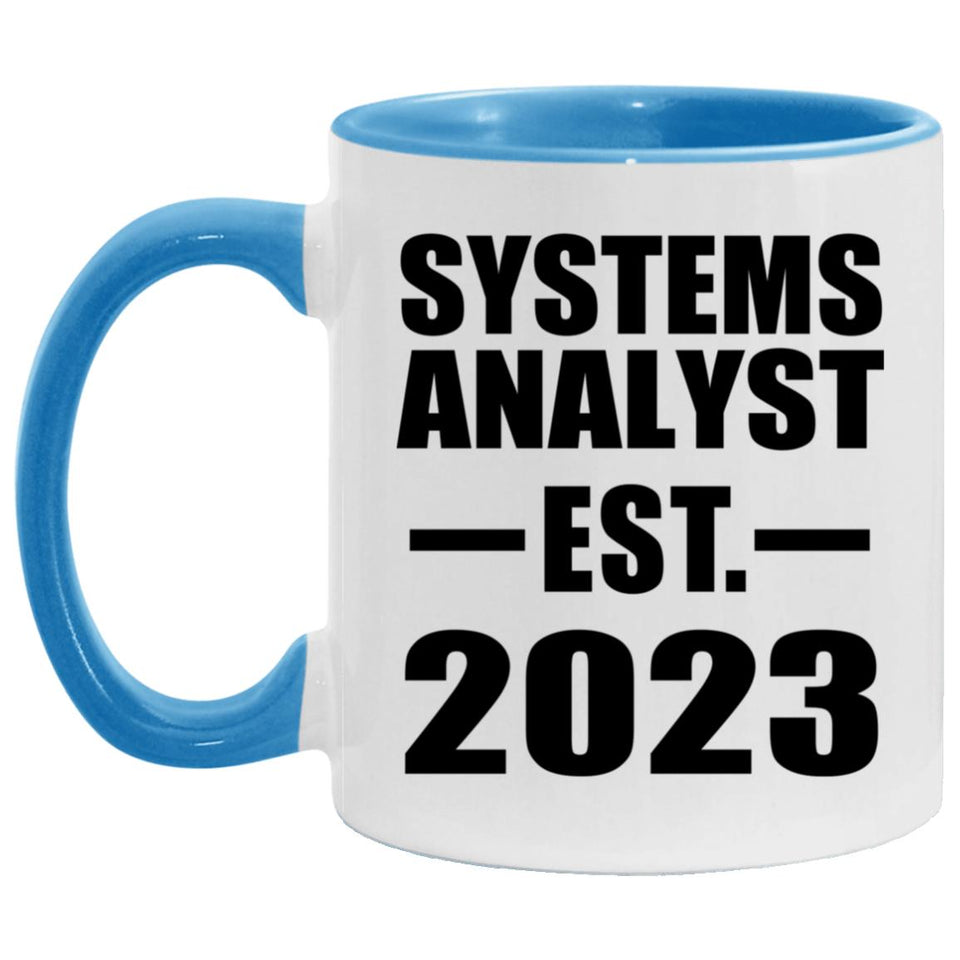 Systems Analyst Established EST. 2023 - 11oz Accent Mug Blue