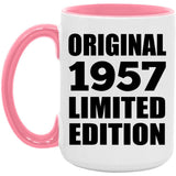 67th Birthday Original 1957 Limited Edition - 15oz Accent Mug Pink