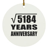 72nd Anniversary Square Root of 5184 Years Anniversary - Circle Ornament