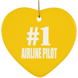 Number One #1 Airline Pilot - Heart Ornament