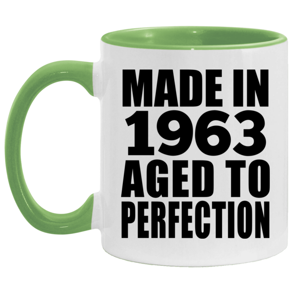 61st Birthday Made In 1963 Aged to Perfection - 11oz Accent Mug Green