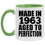 61st Birthday Made In 1963 Aged to Perfection - 11oz Accent Mug Green