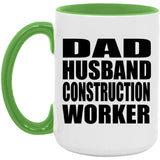 Dad Husband Construction Worker - 15oz Accent Mug Green