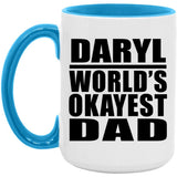 Daryl World's Okayest Dad - 15oz Accent Mug Blue