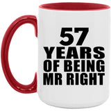 57th Anniversary 57 Years Of Being Mr Right - 15oz Accent Mug Red