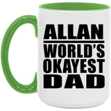 Allan World's Okayest Dad - 15oz Accent Mug Green