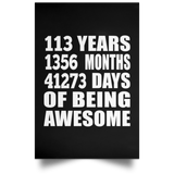 113th Birthday 113 Years 1356 Months 41273 Days Of Awesome - Poster Portrait