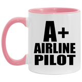 A+ Airline Pilot - 11oz Accent Mug Pink