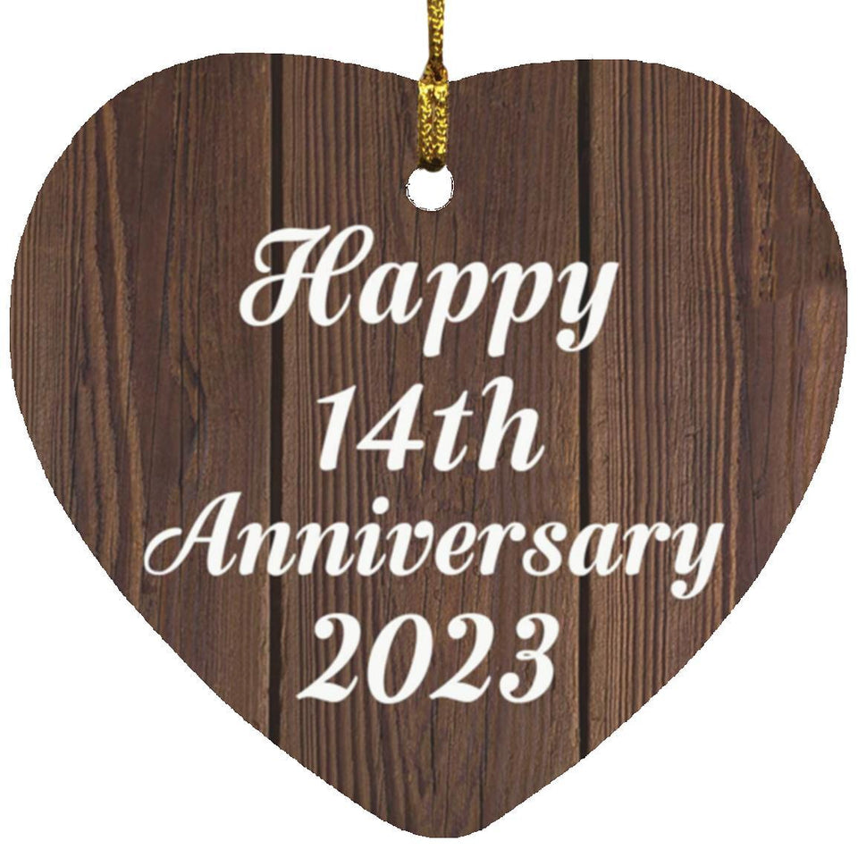 Happy 14th Anniversary 2023 - Heart Ornament D
